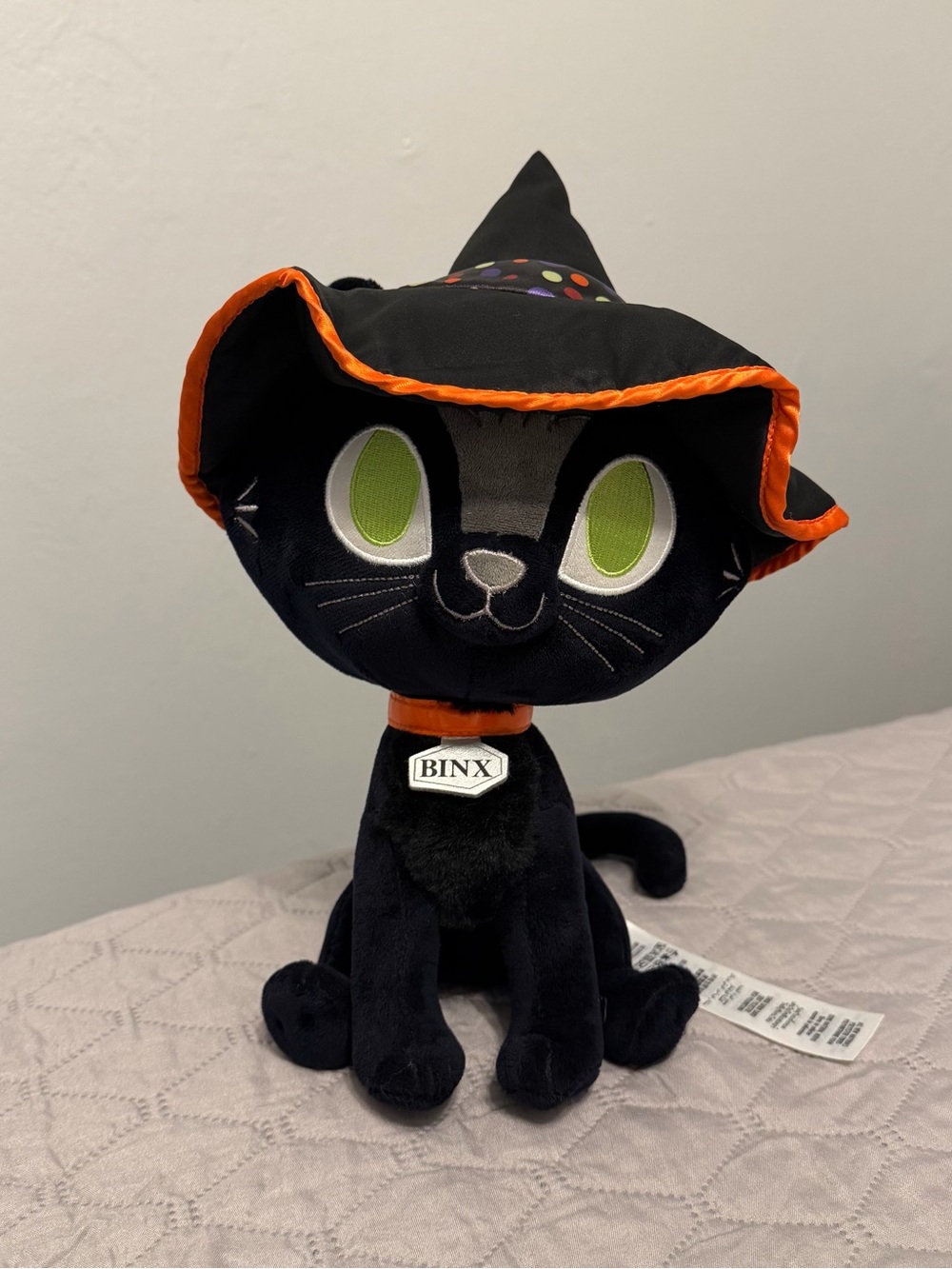 Disney Official Binx Black Cat Plush Toy with Witch Hat